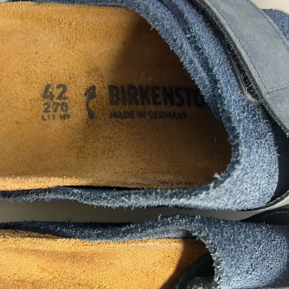 Birkenstock Kyoto Nubuck Leather Sandal Navy Sz 42 Unisex